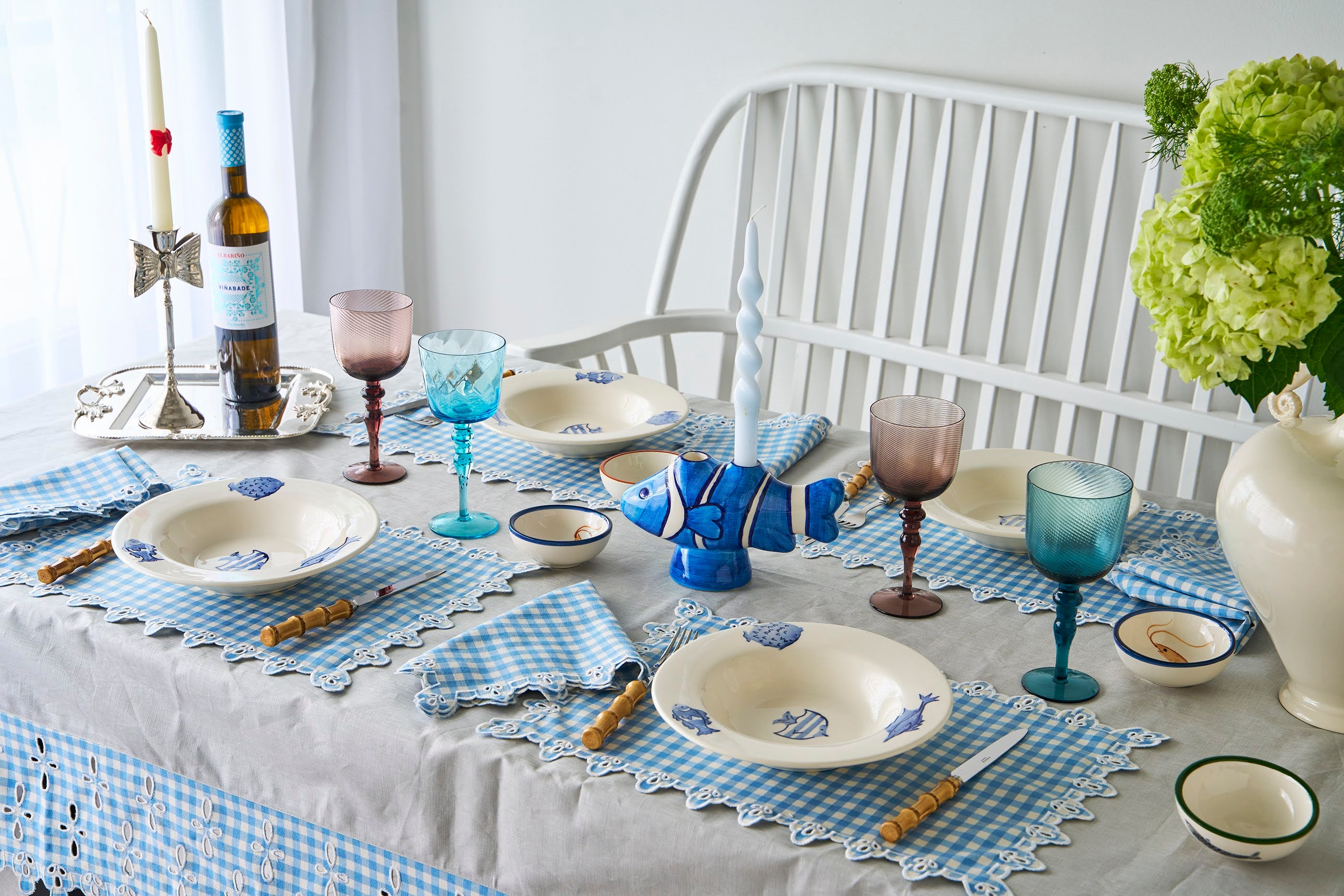 Amalfi テーブルクロス ギンガムチェックライトブルー – R deco interiors