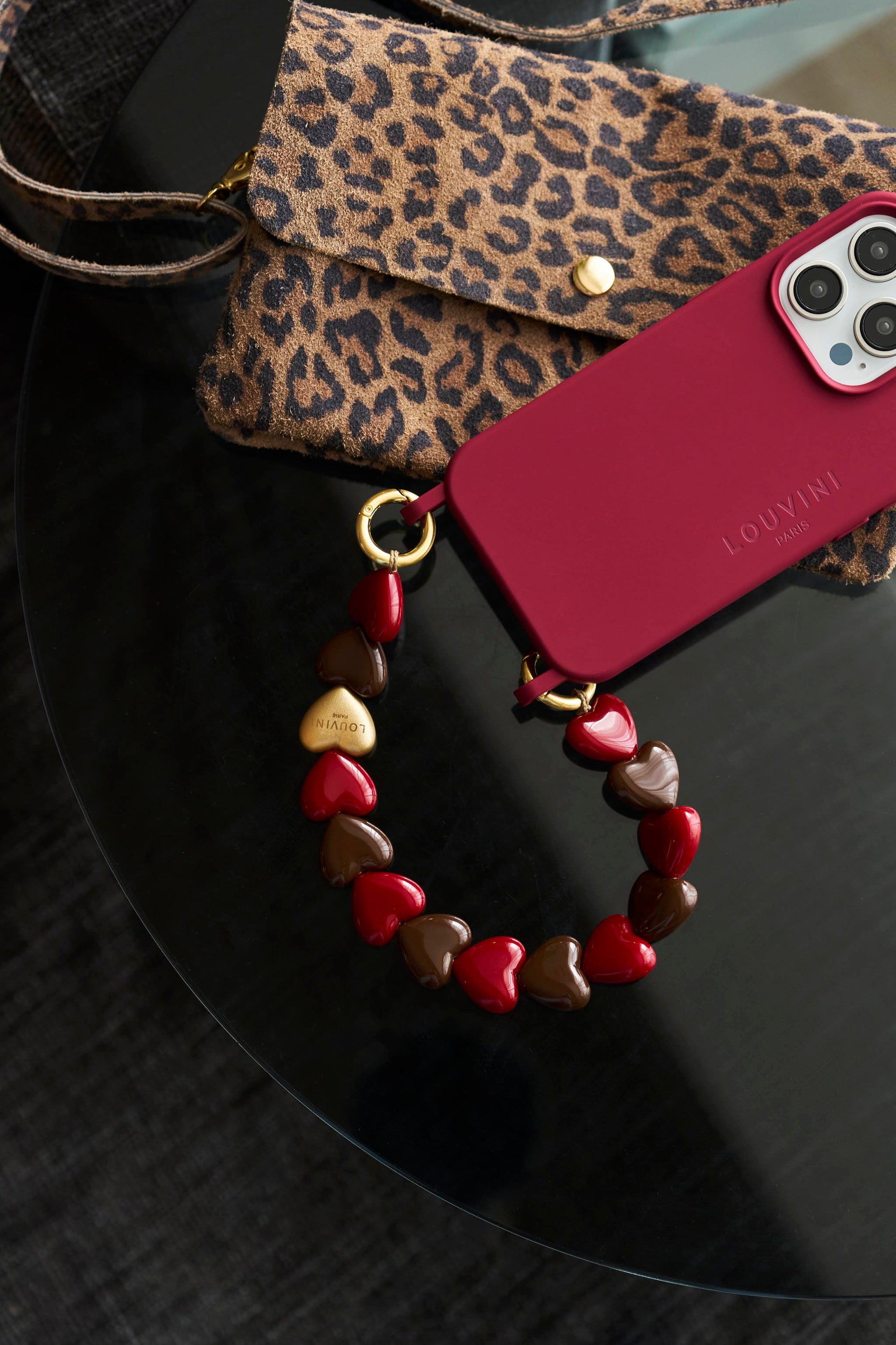 LOUVINI PARIS ハンドストラップ LOUVINI】 ハンドストラップ PETIT CUORE BURGUNDY-BROWN – R