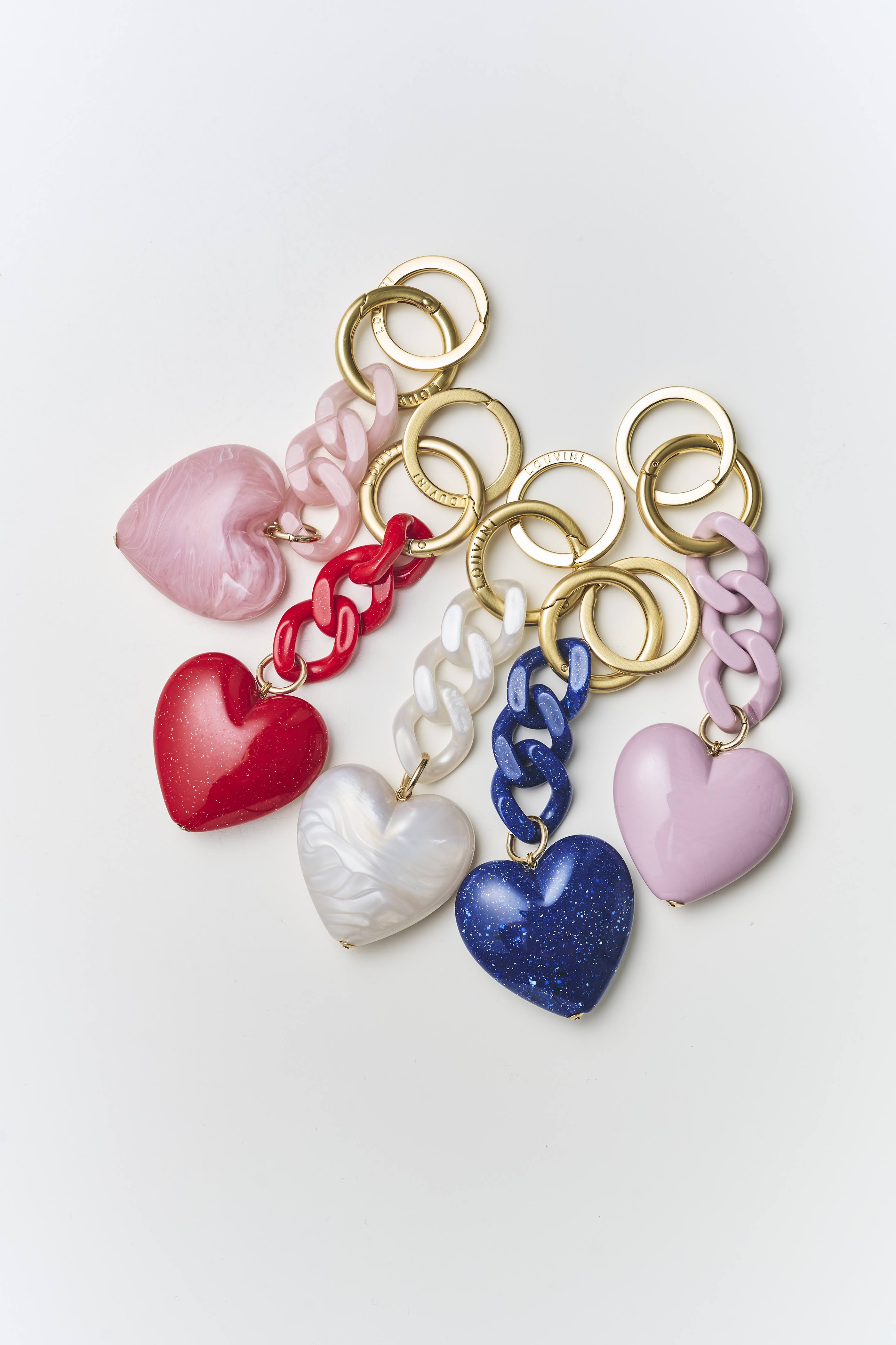 Pink Heart Key Rings BIG HEART KEY RING NAVY – R deco interiors