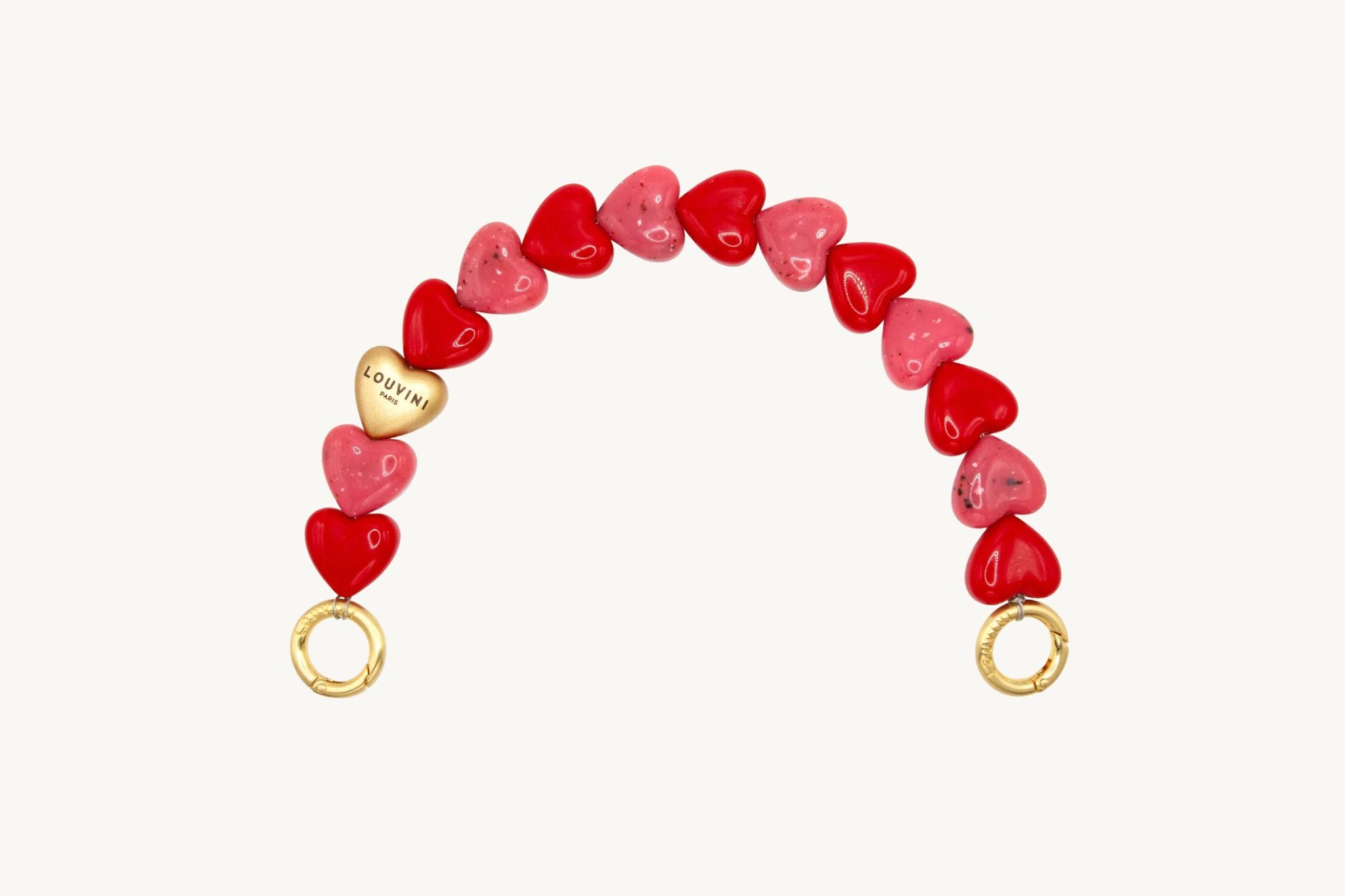 LOUVINI ハートストラップ PETIT CUORE　PINK-RED LOUVINI】 ハンドストラップ PETIT CUORE BLACK-PINK – R deco