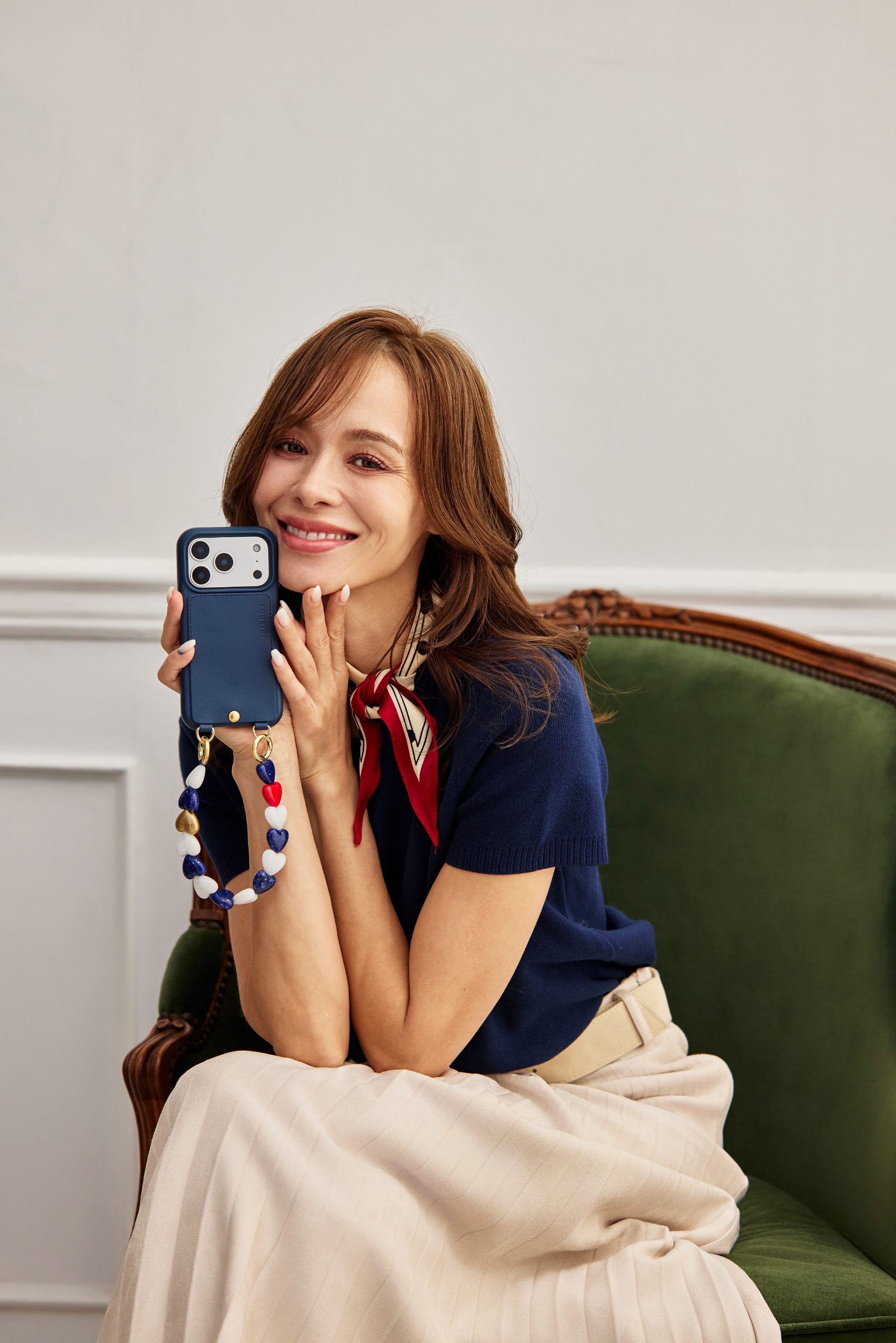 【LOUVINI】 ハンドストラップPETIT CUORE　NAVY-WHITE C93C317D-8765-43BC-B48B-