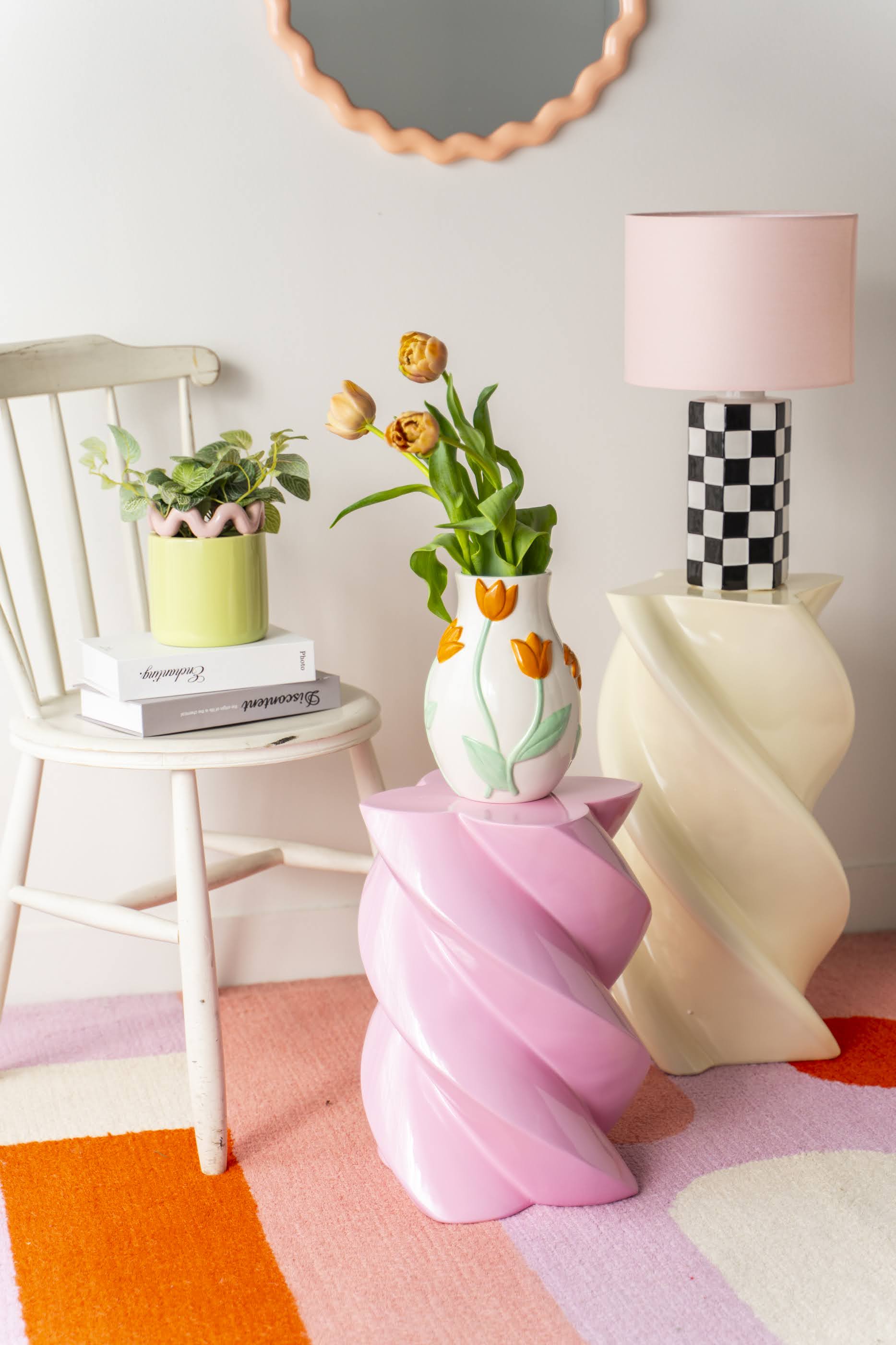 【&klevering】 ウェーブミラー　ピンク &klevering】 ウェーブミラー ピンク – R deco interiors